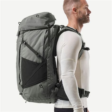 Mens Hiking Backpack Travel Khaki Ash Khaki Green Forclaz