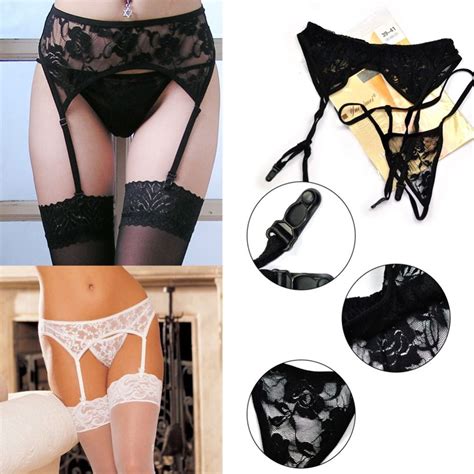 2019 Sexy Lady Women Lace Suspender Garter Belt G String Thong Set For