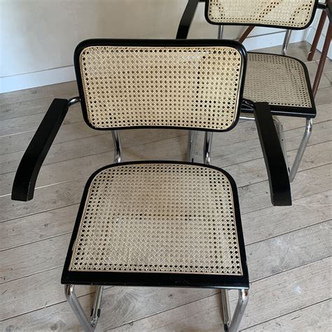 Vintage St Hle B Aus Stahlrohr Und Rattan Von Marcel Breuer