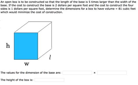 Solved A Box With An Open Top Is To Be Constructed Out Of A Chegg