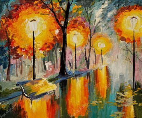 Oil painting of autumn street, art work Stock Photo by ©Max5799 69242381