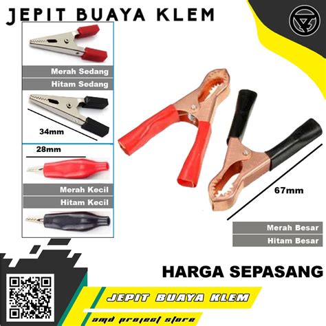 Jual Sepasang Capit Buaya Klip Aki Jepit Klem Clip Jumper Baterai Clamp