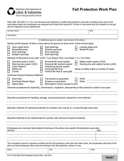 Fall Protection Work Plan Template