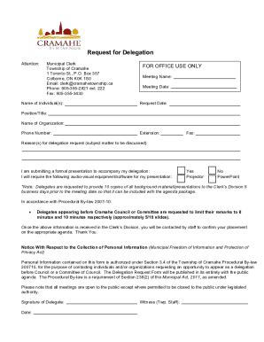 Fillable Online Request For Delegation Form Council Fax Email Print