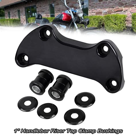 Black Smooth Handlebar Riser Top Clamp Bushings For Harley Sportster