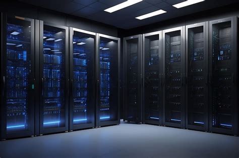 Premium Photo Server Racks In Computer Network Security Server Room