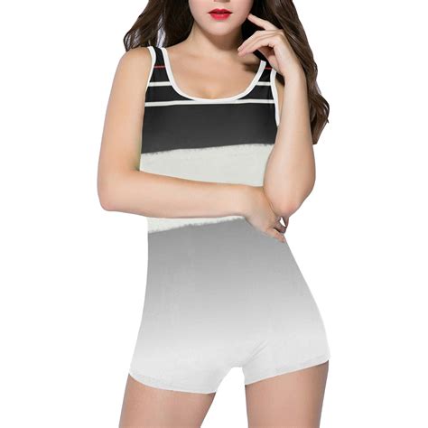 Swimw Design Lines Black White Classic One Piece Swimwear Model S