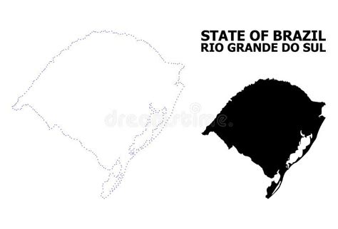 Vector Contour Dotted Map Of Rio Grande Do Sul State With Name Stock