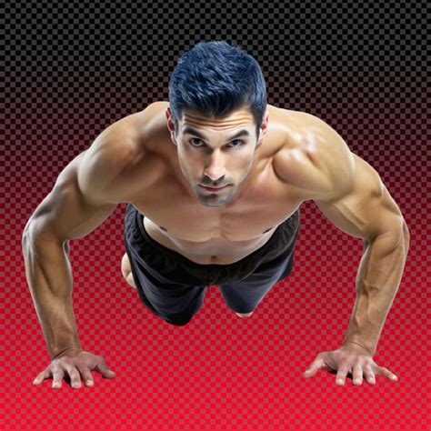 Premium Psd Man Doing Push Ups On Transparent Background