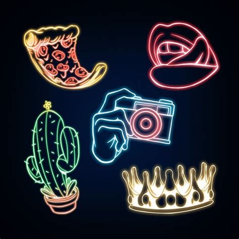 Colorful neon sticker set design resources | free image by rawpixel.com / NingZk V. | Neon art ...