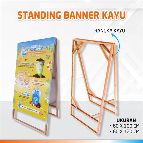 Jual Cetak Standing Banner Sisi Standing Banner Kayu Lipat Stand