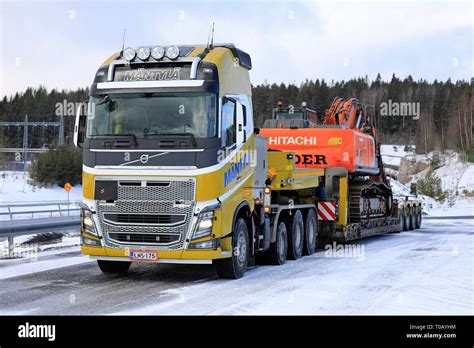 Salo Finland March Volvo Fh Truck Mantyla With Low Loader