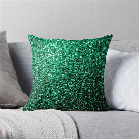 Emerald Green Faux Glitter Sparkles Throw Pillow For Sale By Pldesign