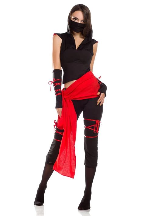 Halloween Woman Adult Sexy Deadly Ninja Warrior Costume Fancy Party Dress Set On