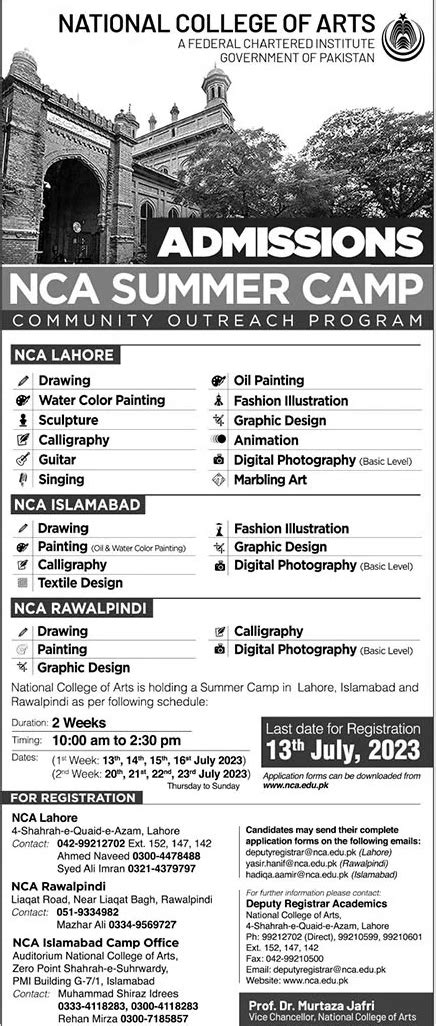 Admission Open In National College Of Arts Lahore NCA 5th July 2023