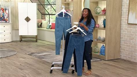 Denim And Co Easy Stretch Jegging With Seam Details On Qvc Youtube