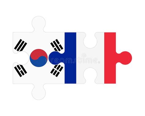 Puzzle Of Flags Of South Korea And France Vector Stock Illustration