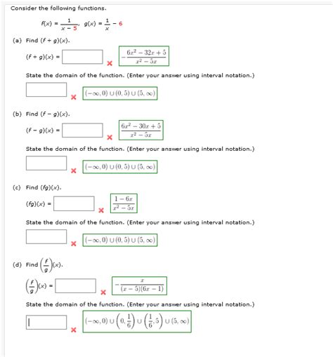 Solved Consider The Following Functions F X X−51 G X X1−6