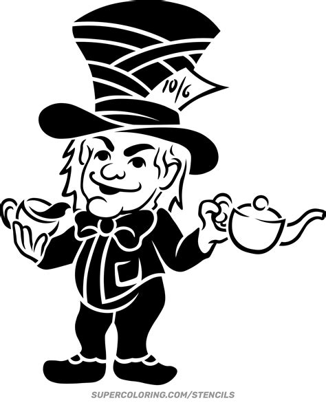 Stencil Of Mad Hatter Free Printable Papercraft Templates