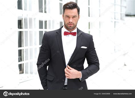 Black Suit White Shirt Black Bow Tie