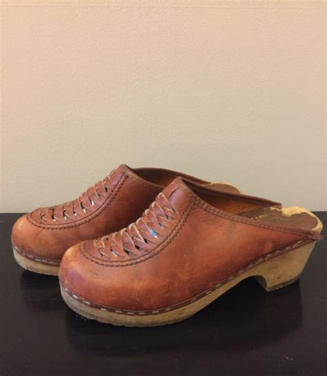 Vintage 1970s Leather And Wooden Clogs Made In Sweden By MIA Etsy