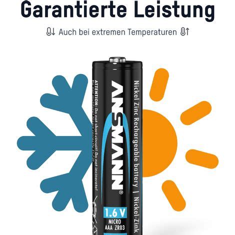 ANSMANN Micro NiZn Akku AAA 1 6V 550mWh Wiederaufladbare Batterien 4