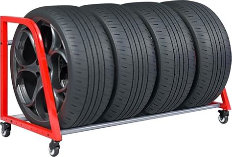 Zimgod Rolling Tire Storage Rack With 4 Wheels Heavy Duty