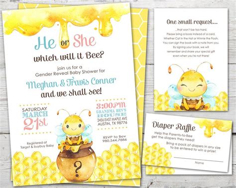 Honey Bee Gender Reveal Invitation He Or She What Will It Bee