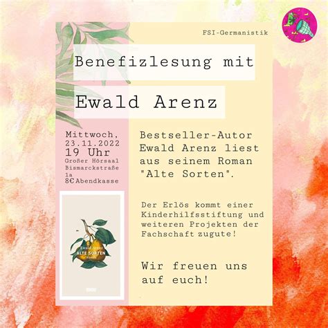 Benefizlesung Mit Ewald Arenz Ethik Der Textkulturen