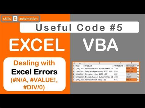 Excel VBA Dealing With Excel Errors N A VALUE DIV 0 NAME REF