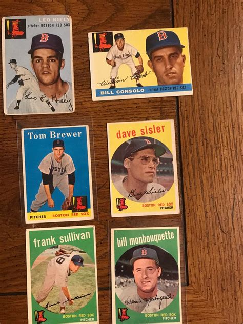 Six Red Sox S Topps Baseball Cards As Pictured Original Issue