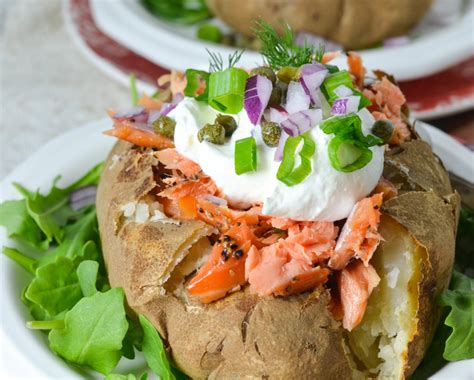 10 Minute Smoked Salmon Baked Potatoes