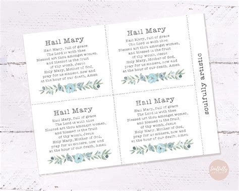 Hail Mary Prayer Card Printable Prayer Card Catholic - Etsy