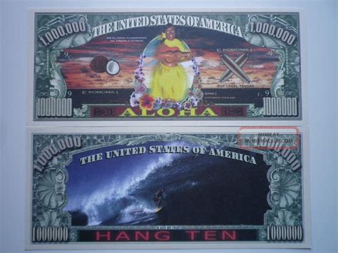 2 Bills - Aloha Hawaii Novelty Currency Bill, Currency Holder 2/$1. 00