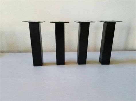 Four Black Metal Furniture Feet Furniture Legs Industrial Modern Small