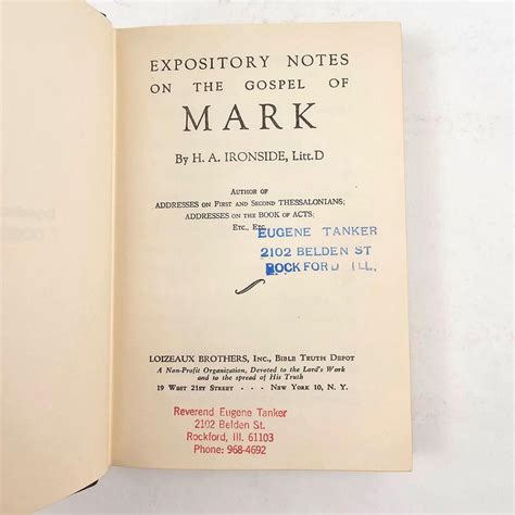 Expository Notes On The Gospel Of Mark Ironside Commentaries 1948 1962