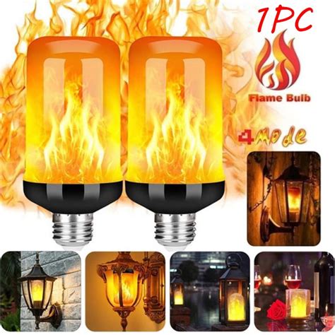 1Pc LED Flame Effect Fire Light Bulb E27 Simulated Nature Flicker Lamp ...