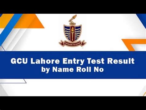 GCU Lahore Entry Test Result 2024 Passing Marks GCU Merit List