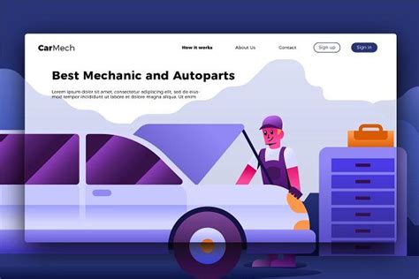 Mechanic Banner And Landing Page By Aqr Studio On Creativemarket Eps