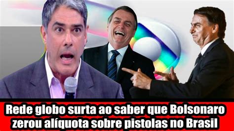 Rede globo surta ao saber que Bolsonaro zerou alíquota sobre pistolas