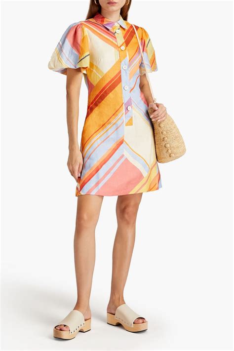 Leo Lin Striped Linen Mini Dress The Outnet