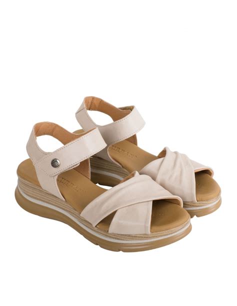 Sandalias Cuña Mujer Piel Beige PERA LIMONERA