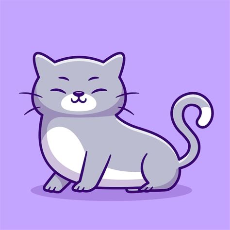 Ilustración de icono de vector de dibujos animados lindo gato gris