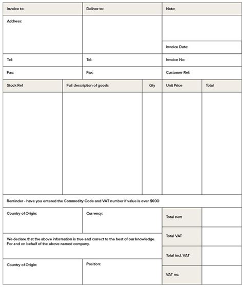 International Shipping Commercial Invoice Template Best Template Ideas