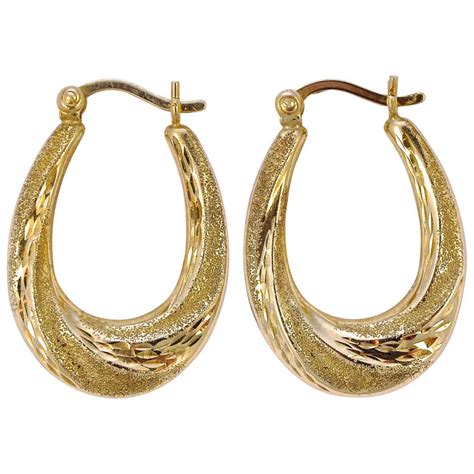 Trifari Gold Plated Drop Hoop Clip On Earrings 1960s At 1stdibs