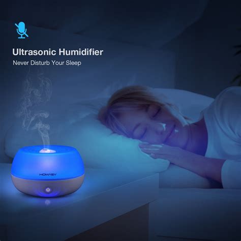 Homasy 800ml Ultrasonic Cool Mist Humidifier One Touch Button Control