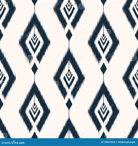 Black And White Ikat Seamless Pattern Design For Fabric Vector Eps