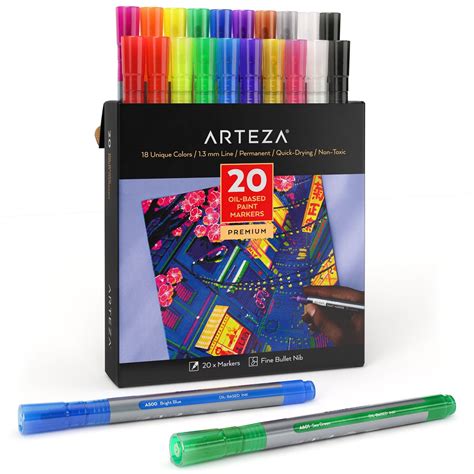 Arteza Oil Based Bullet Nib Markers 20 Piece Oil Based Michaels