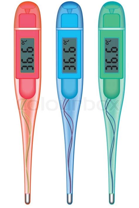 Digital Clinical Thermometers On White Stock Vector Colourbox