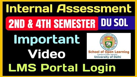 SOL Internal Assessment Important Video Sol Lms Portal Login Sol 2 4